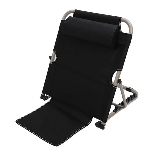 Folding Lounge Chair with Pillow 5-Level Adjustable Camping Chair for Outdoor Relaxation, 50+30x50x60cm - Black - 1
