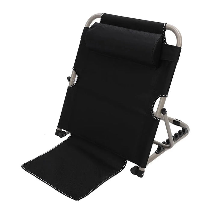 Folding Lounge Chair with Pillow 5-Level Adjustable Camping Chair for Outdoor Relaxation, 50+30x50x60cm - Black - 1