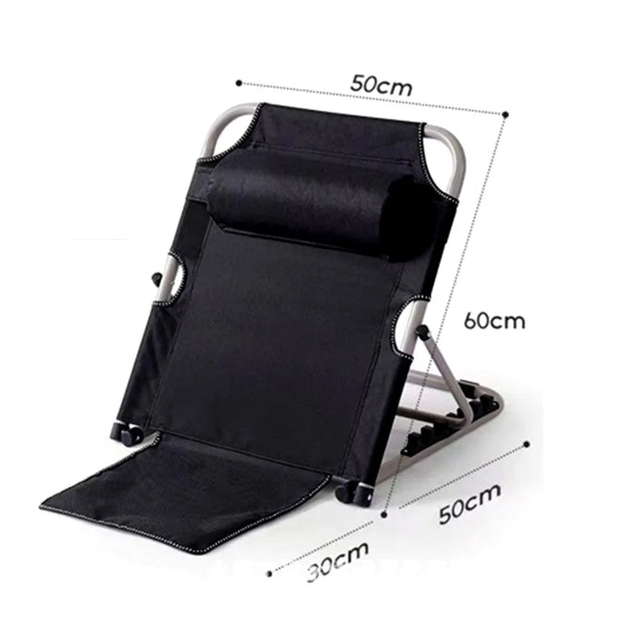 Folding Lounge Chair with Pillow 5-Level Adjustable Camping Chair for Outdoor Relaxation, 50+30x50x60cm - Black - 4