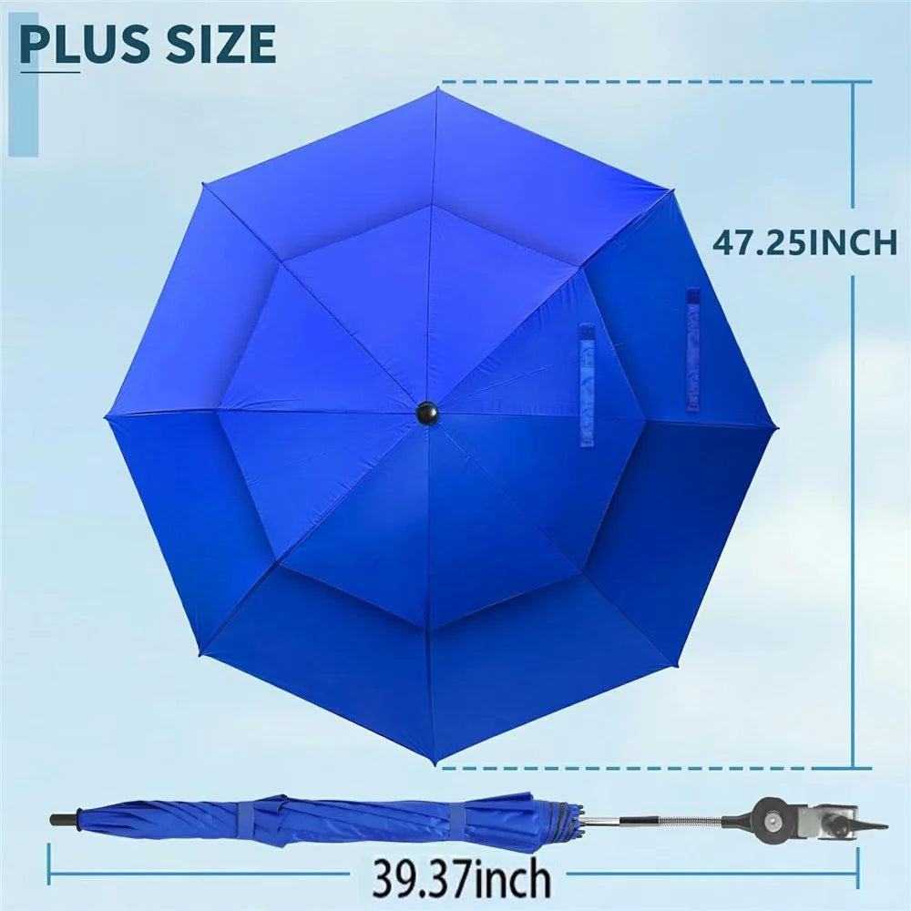 Outdoor Sun Umbrella for Fishing Camping Folding Beach Chair Clamp Umbrella 120cm Canopy Anti-UV Protection - Sapphire - 7