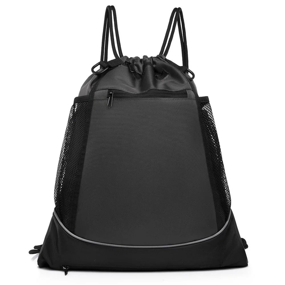 Basketball Backpack Large Capacity Outdoor Sports Bag Drawstring Design Multi Function Storage - Light Grey - 1