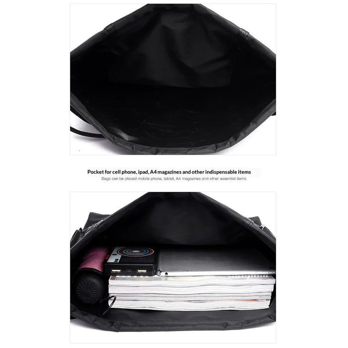 Basketball Backpack Large Capacity Outdoor Sports Bag Drawstring Design Multi Function Storage - Light Grey - 4