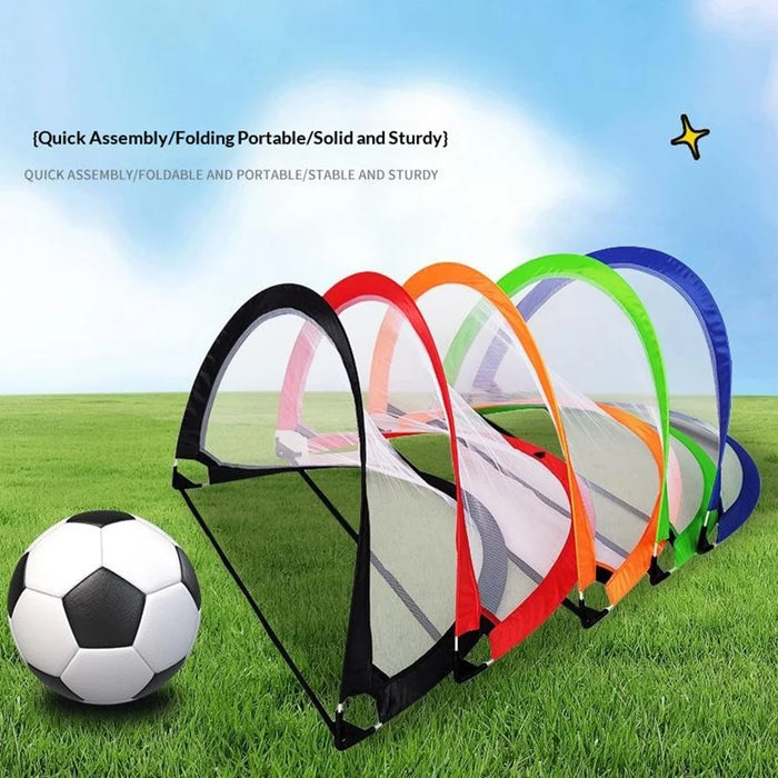 120 x 80 x 80cm Pop Up Football Goal Folding Soccer Goal Net Football Training Kids Gift - Blue - 2