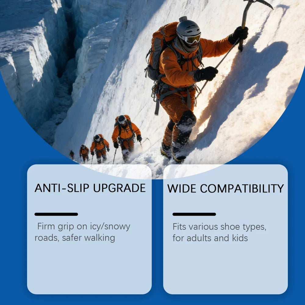 HOZONEX 5 Teeth Ice Cleats Anti Slip Crampon Outdoor Snow Mountain Climbing Anti Skid Grip Shoe Spikes - 1 Pair - 5