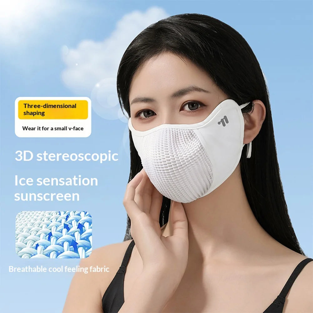 WEST BIKING 3D Ergonomic Cycling Face Mask Breathable Ice Silk UV Protection Face Cover for Outdoor Sports - Black - 2