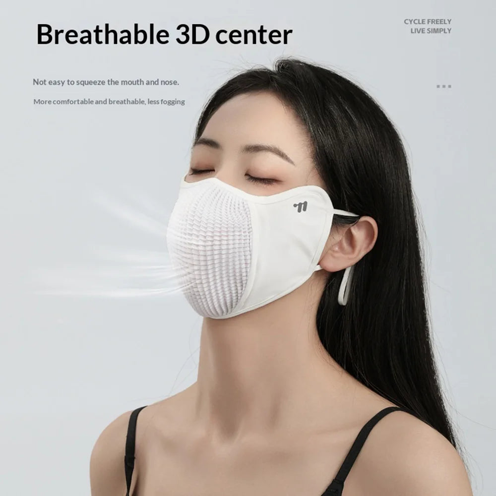 WEST BIKING 3D Ergonomic Cycling Face Mask Breathable Ice Silk UV Protection Face Cover for Outdoor Sports - Black - 4