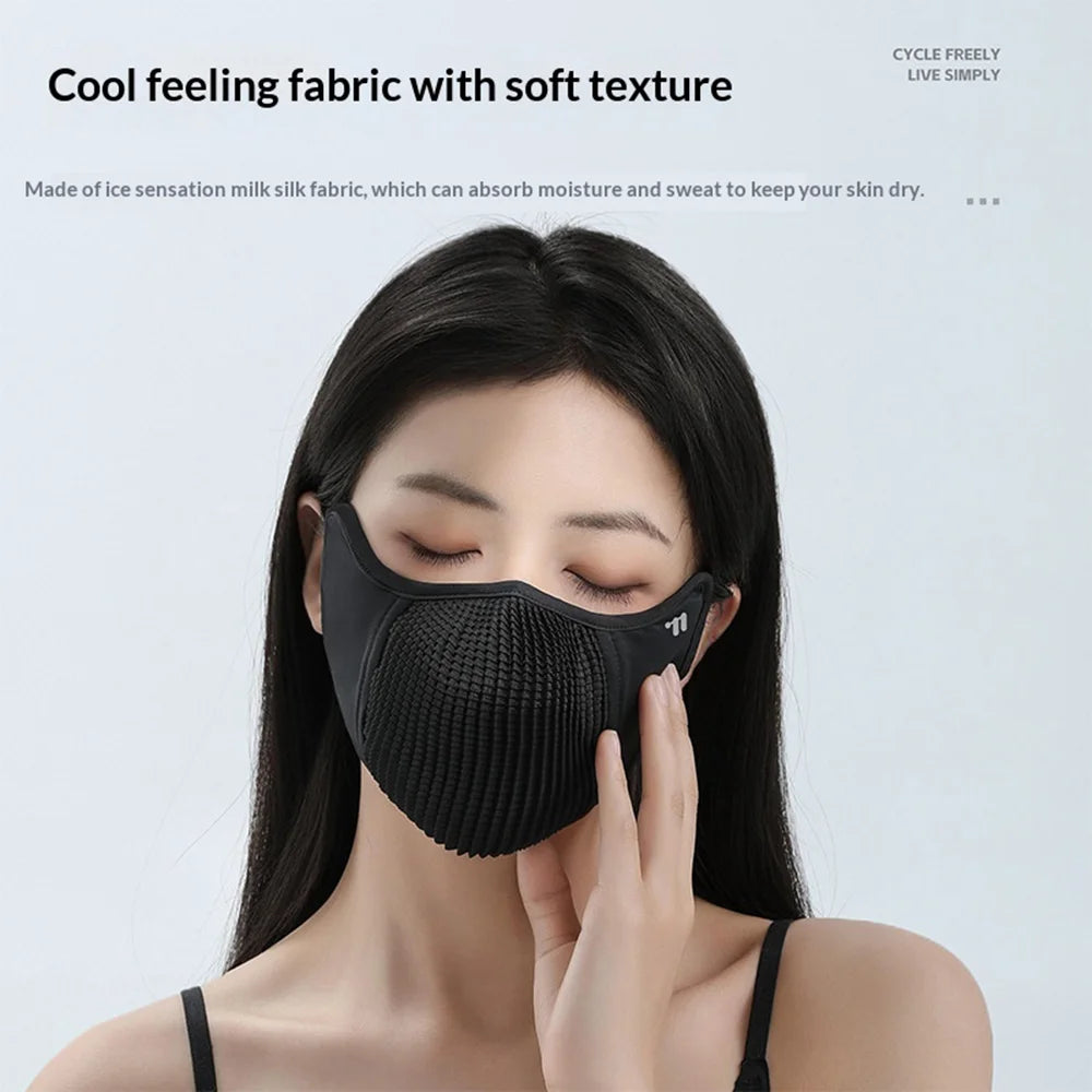 WEST BIKING 3D Ergonomic Cycling Face Mask Breathable Ice Silk UV Protection Face Cover for Outdoor Sports - Black - 5