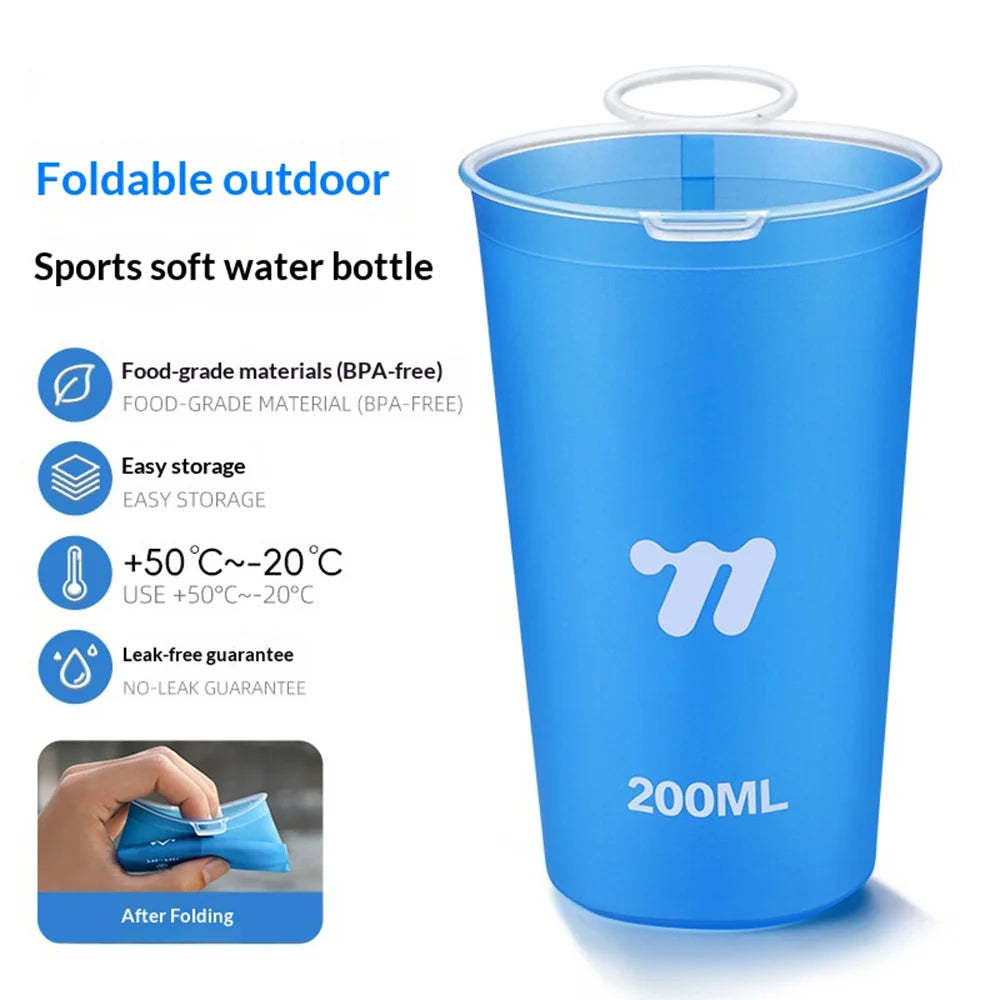 WEST BIKING YP0713023 200ml Collapsible Water Cup for Marathon Trail Running Portable Soft TPU Water Bottle (BPA Free, No FDA) - Blue - 2