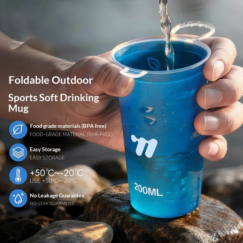 WEST BIKING YP0713023 200ml Collapsible Water Cup for Marathon Trail Running Portable Soft TPU Water Bottle (BPA Free, No FDA) - Blue - 3