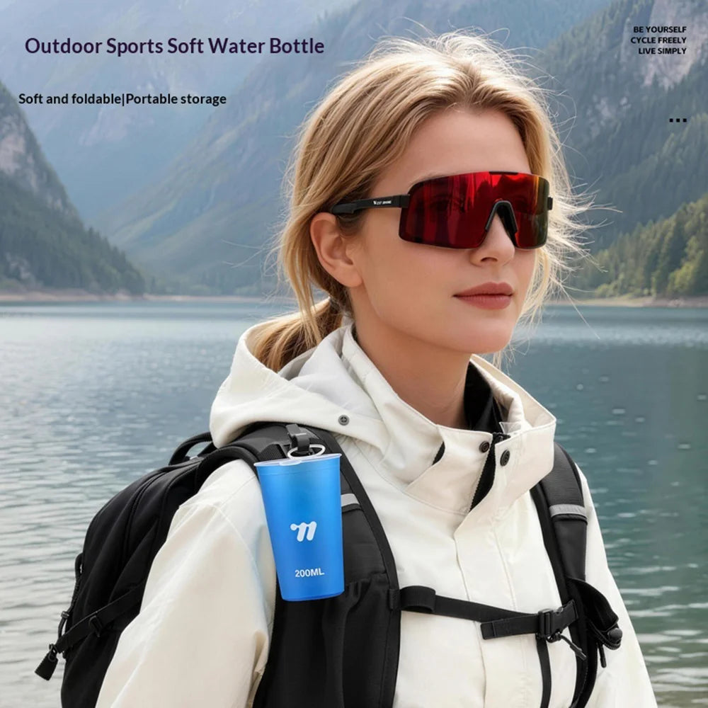 WEST BIKING YP0713023 200ml Collapsible Water Cup for Marathon Trail Running Portable Soft TPU Water Bottle (BPA Free, No FDA) - Blue - 5