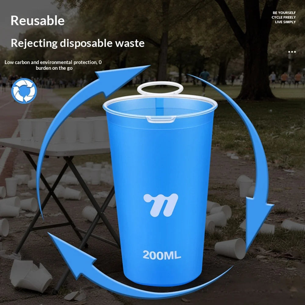 WEST BIKING YP0713023 200ml Collapsible Water Cup for Marathon Trail Running Portable Soft TPU Water Bottle (BPA Free, No FDA) - Blue - 6
