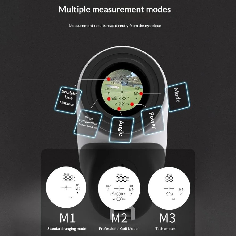 SH268 5-1200 Yards Portable Golf Range Finder 7X Magnification Laser Distance Measuring Telescope (without Memory) - Black+White - 2