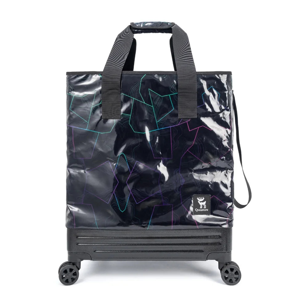 QUNATURE 75L Collapsible Travel Rolling Bag with Wheels for Outdoor Camping Portable Luggage Storage Bag - Black - 1