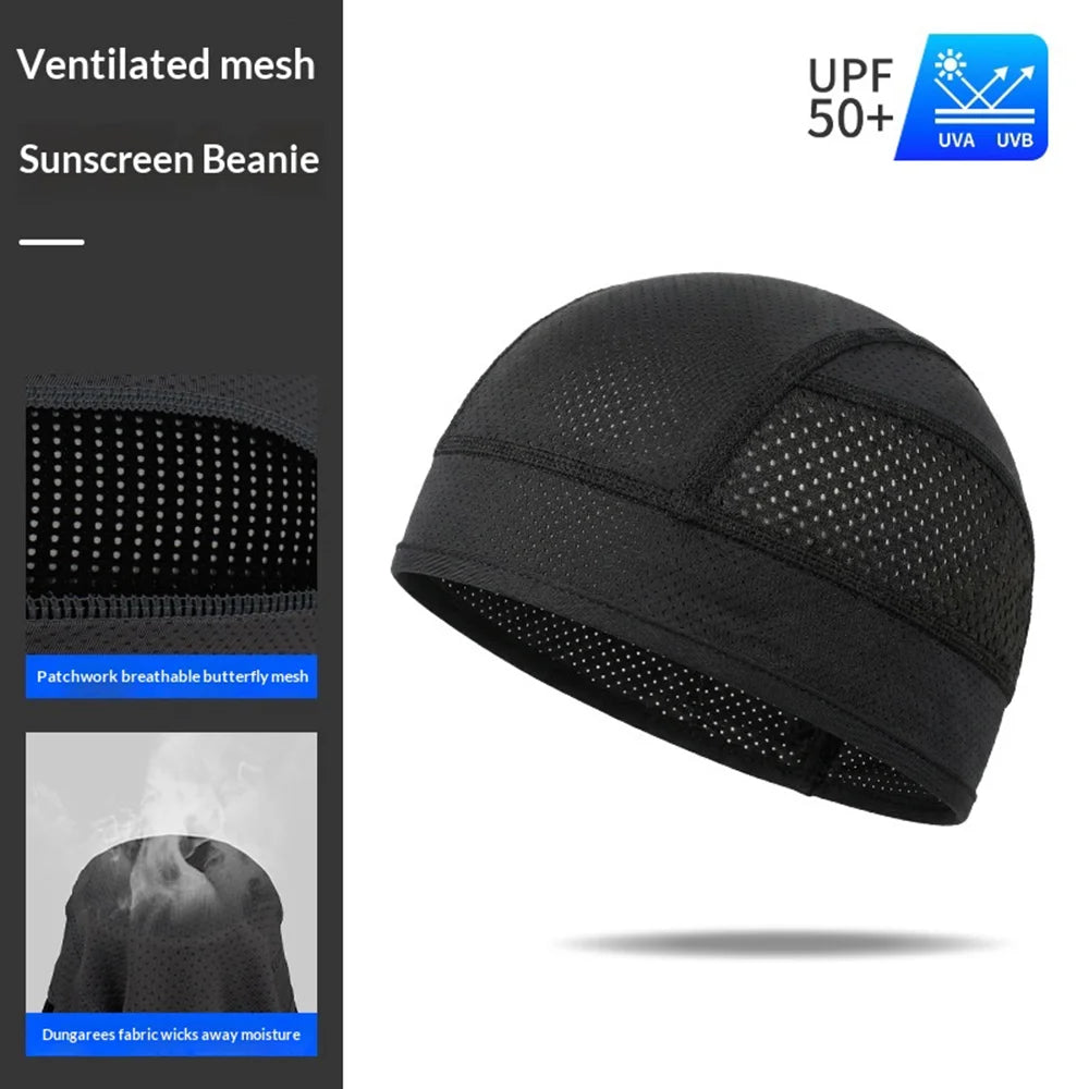Breathable Mesh Summer Cycling Cap UPF50+ UV Protection Quick Dry Skull Hat for Men Women - Black - 2