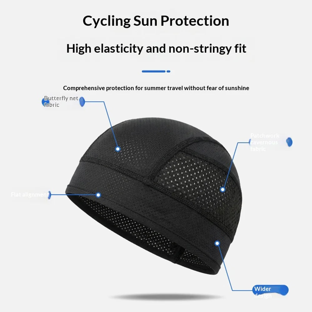 Breathable Mesh Summer Cycling Cap UPF50+ UV Protection Quick Dry Skull Hat for Men Women - Black - 3