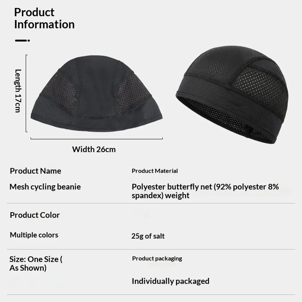 Breathable Mesh Summer Cycling Cap UPF50+ UV Protection Quick Dry Skull Hat for Men Women - Black - 6