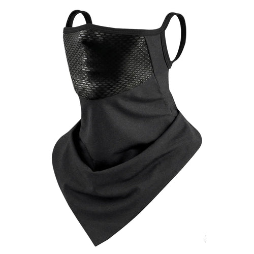 UPF50+ Cycling Face Mask Breathable Mesh UV Protection Ice Silk Triangle Scarf for Outdoor Sports - Black - 1