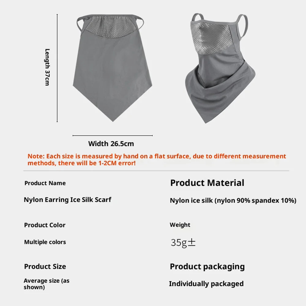 UPF50+ Cycling Face Mask Breathable Mesh UV Protection Ice Silk Triangle Scarf for Outdoor Sports - Black - 6