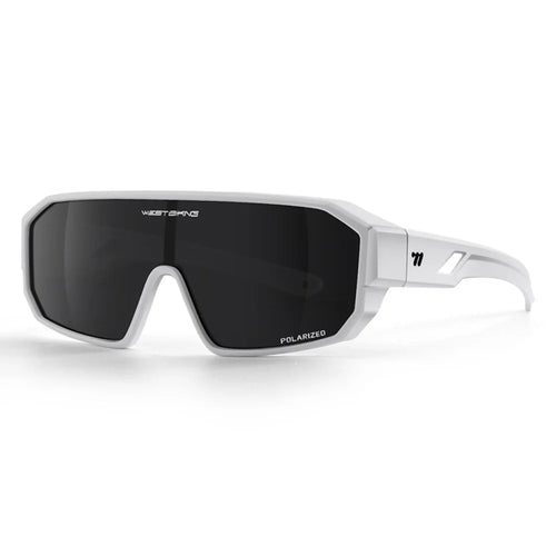 WEST BIKING YP0703196 Polarized Lens Cycling Glasses UV Protection Sunglasses for Outdoor Fishing Driving - White Frame - 1