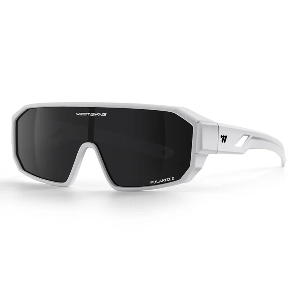 WEST BIKING YP0703196 Polarized Lens Cycling Glasses UV Protection Sunglasses for Outdoor Fishing Driving - White Frame - 1