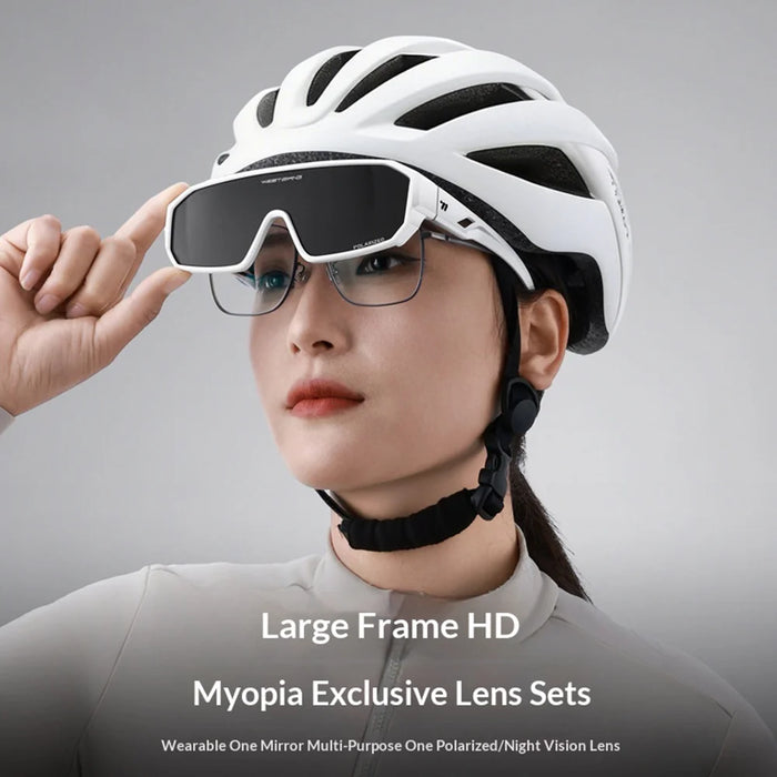 WEST BIKING YP0703196 Polarized Lens Cycling Glasses UV Protection Sunglasses for Outdoor Fishing Driving - White Frame - 2