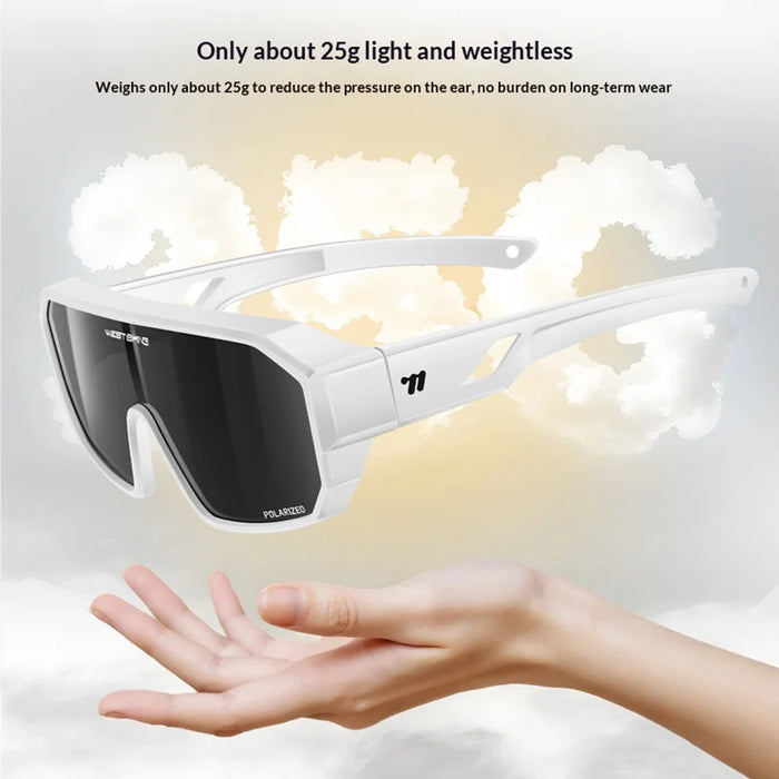 WEST BIKING YP0703196 Polarized Lens Cycling Glasses UV Protection Sunglasses for Outdoor Fishing Driving - White Frame - 5