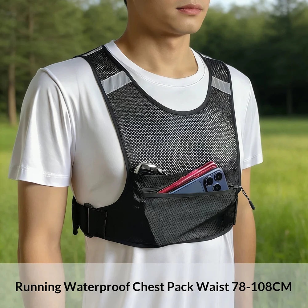 Breathable Mesh Running Vest Outdoor Sports Multi-Pocket Phone Holder Vest for Cycling Hiking - Black - 5