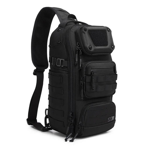 OZUKO 9912 Outdoor Men Chest Bag Waterproof Oxford Cloth 12L Tactical Crossbody Bag - Black - 1