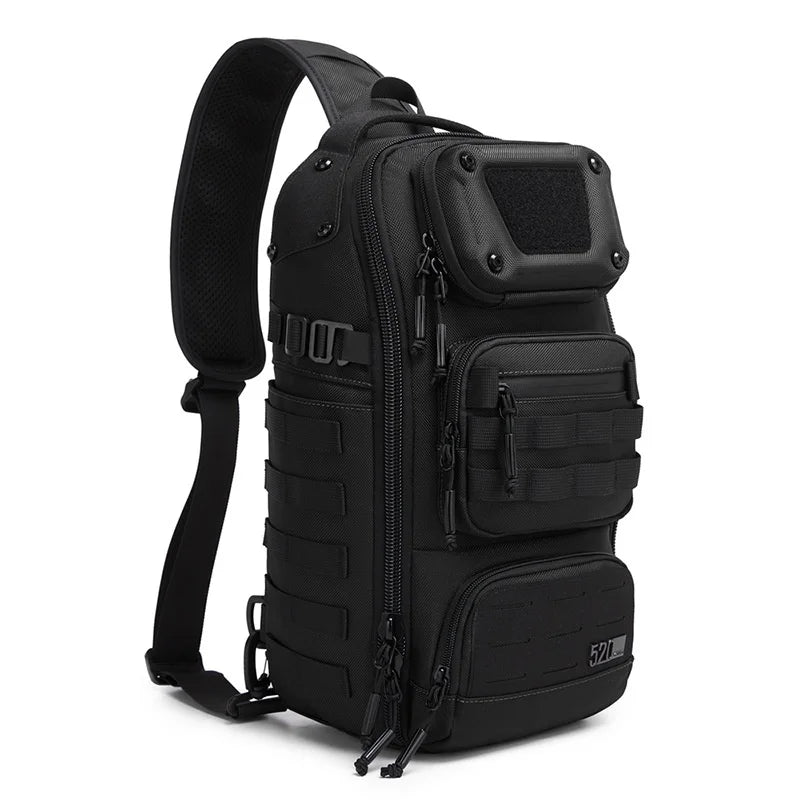 OZUKO 9912 Outdoor Men Chest Bag Waterproof Oxford Cloth 12L Tactical Crossbody Bag - Black - 1