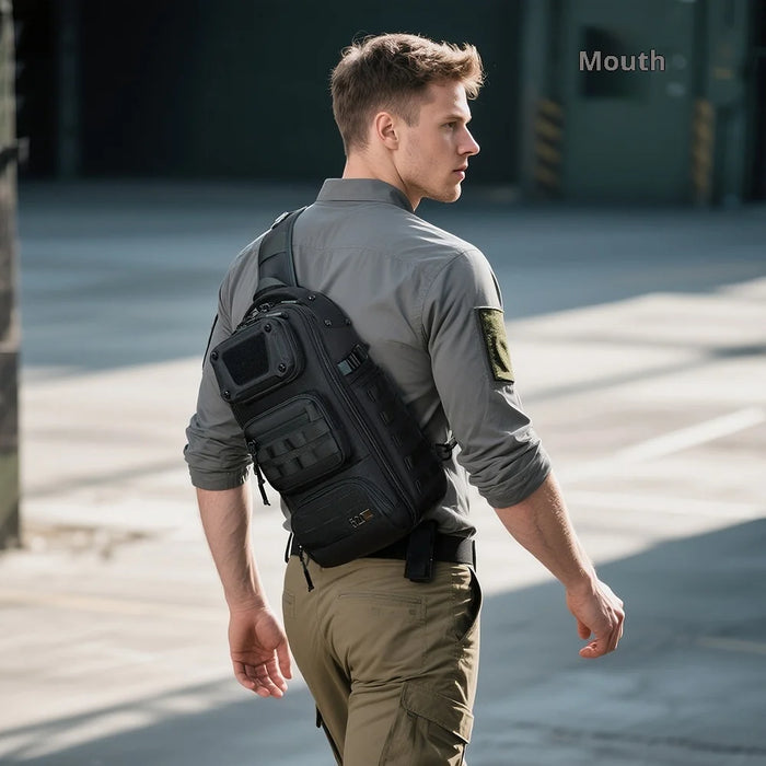 OZUKO 9912 Outdoor Men Chest Bag Waterproof Oxford Cloth 12L Tactical Crossbody Bag - Black - 4