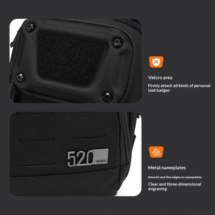 OZUKO 9912 Outdoor Men Chest Bag Waterproof Oxford Cloth 12L Tactical Crossbody Bag - Black - 7