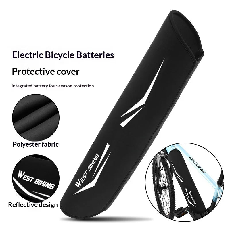 WEST BIKING YP0719307 Electric Bike Battery Protective Cover Reflective Dust-proof Sleeve for E-bike Lithium Battery - Black - 3