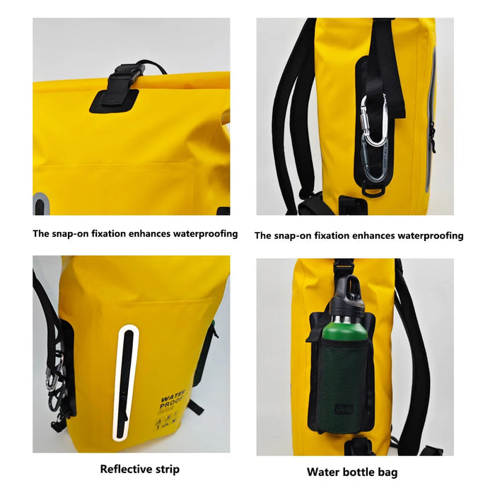 25L Outdoor IPX6 Waterproof Backpack Roll Top Reflective PVC Dry Bag for Swimming Rafting - Black - 6