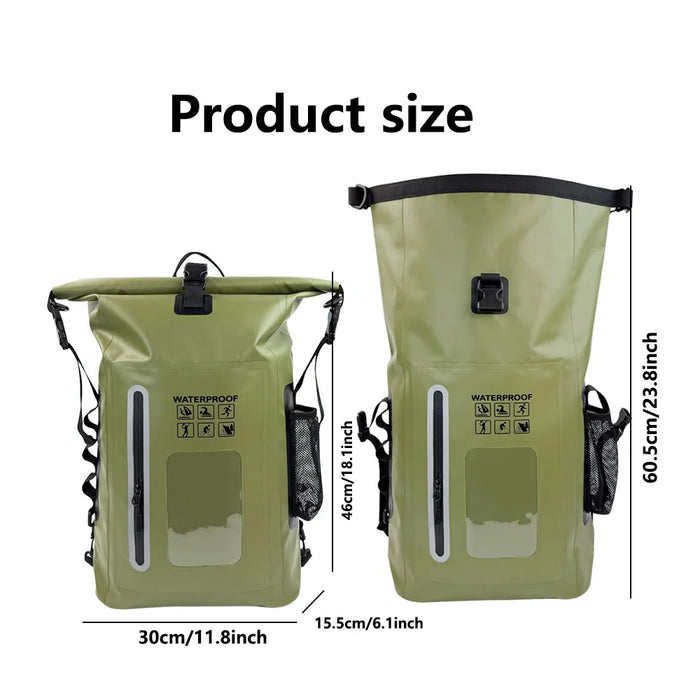25L Outdoor IPX6 Waterproof Backpack Roll Top Reflective PVC Dry Bag for Swimming Rafting - Black - 7