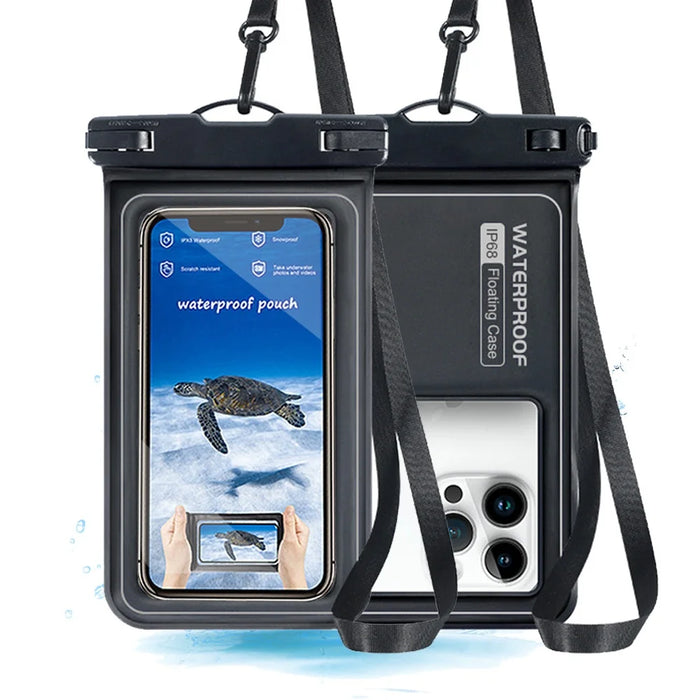 IP68 Waterproof Touch Screen Phone Pouch Underwater Floating Case for Swimming Diving Surfing - Black Gray - 1