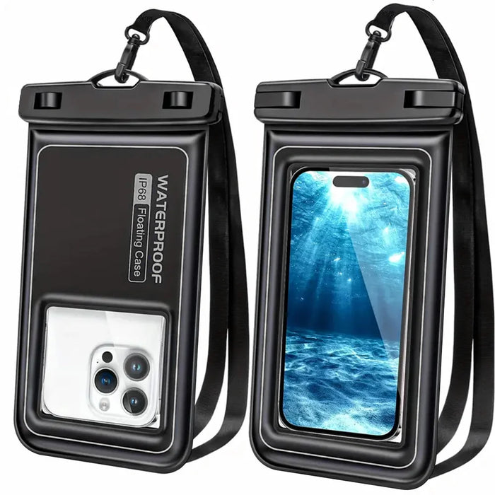IP68 Waterproof Touch Screen Phone Pouch Underwater Floating Case for Swimming Diving Surfing - Black Gray - 2