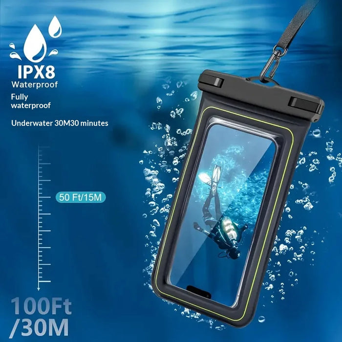 IP68 Waterproof Touch Screen Phone Pouch Underwater Floating Case for Swimming Diving Surfing - Black Gray - 3