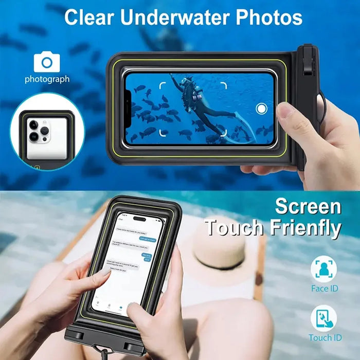 IP68 Waterproof Touch Screen Phone Pouch Underwater Floating Case for Swimming Diving Surfing - Black Gray - 7