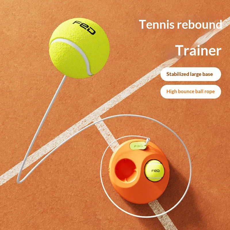 Tennis Trainer with String Single Player Practice Rebound Ball with Base High Elasticity Training Equipment - 1 Base + 2 String Tennis Balls - 2