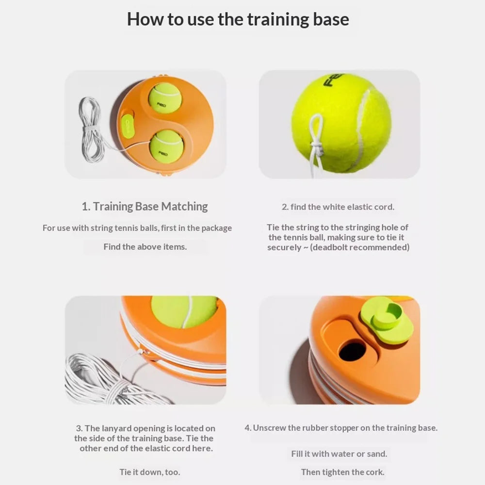 Tennis Trainer with String Single Player Practice Rebound Ball with Base High Elasticity Training Equipment - 1 Base + 2 String Tennis Balls - 5