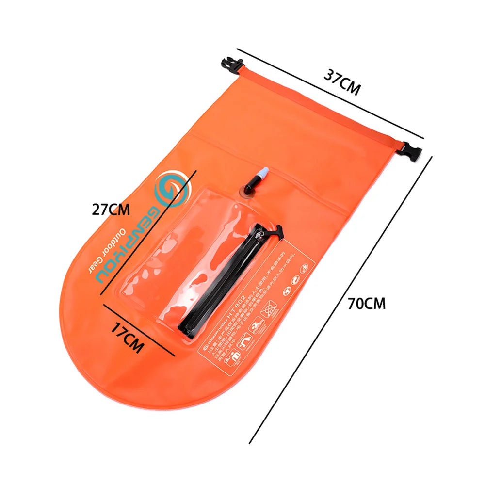 20L Storage Dual Chamber Adult Swimming Float IPX7 Waterproof Phone Bag Swim Buoy Float - 802/Orange - 7
