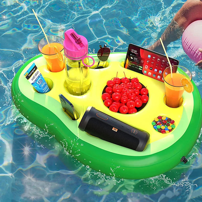 Tropical Theme Cup Holder Inflatable Drink Cooler Float Pool Bar Ice Bucket for Summer Swimming Party - Avocado - 2