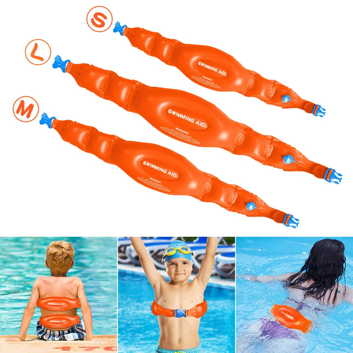 3Pcs/Set Inflatable Swimming Support Float Belt PVC Swimming Training Aid Waist Belt for Kids - S+M+L - 1