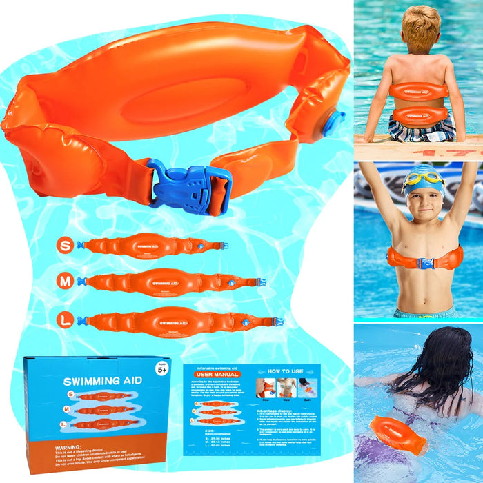 3Pcs/Set Inflatable Swimming Support Float Belt PVC Swimming Training Aid Waist Belt for Kids - S+M+L - 3