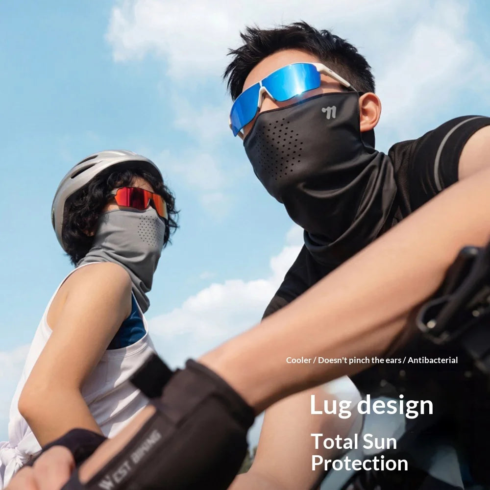 WEST BIKING YP0201496 Face Mask UPF50+ Sun Protection Ice Silk Breathable Face Cover for Cycling Running - Black - 2