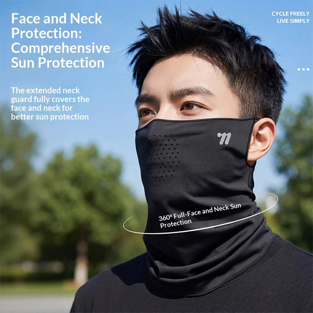 WEST BIKING YP0201496 Face Mask UPF50+ Sun Protection Ice Silk Breathable Face Cover for Cycling Running - Black - 4