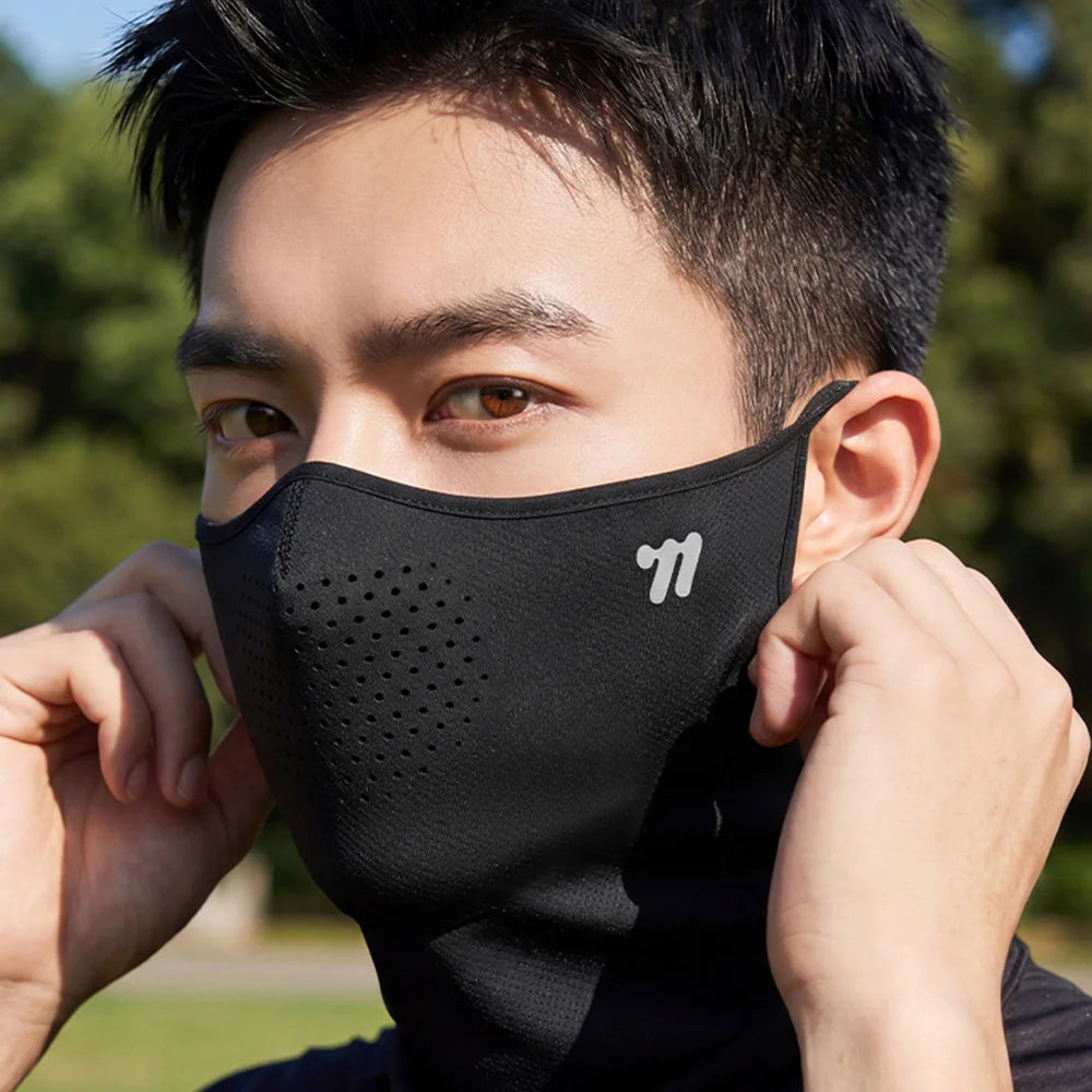 WEST BIKING YP0201496 Face Mask UPF50+ Sun Protection Ice Silk Breathable Face Cover for Cycling Running - Black - 7