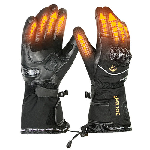 RAGIOE Waterproof Smart Heated Gloves Touchscreen Winter Warm Gloves with 2Pcs 7.4V / 3000mAh Battery for Outdoor Cycling - Black | L - 1