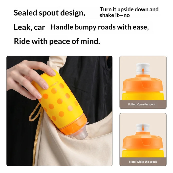 ROCKBROS 350042 Portable Cycling Water Bottle 430ml Squeeze Sports Drink Bottle for Mountain Road Bike (BPA Free, No FDA) - Orange - 6