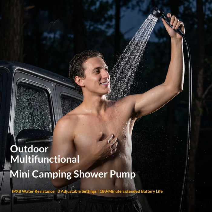 QUNATURE 60018901 Portable Electric Shower Pump 8000mAh Battery IPX8 Waterproof 3 Modes for Camping Outdoor - Black - 7